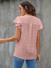 Load image into Gallery viewer, Swiss Dot Notched Cap Sleeve Blouse

