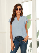 Load image into Gallery viewer, Swiss Dot Notched Cap Sleeve Blouse
