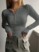 Load image into Gallery viewer, Half Button Long Sleeve T-Shirt
