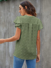 Load image into Gallery viewer, Swiss Dot Notched Cap Sleeve Blouse
