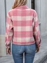 Load image into Gallery viewer, Plaid Button Up Dropped Shoulder Jacket
