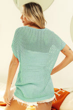 Load image into Gallery viewer, BiBi Openwork Short Sleeve Knit Cover Up

