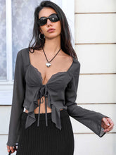 Load image into Gallery viewer, Tie Front Sweetheart Neck Blouses

