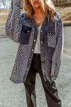 Load image into Gallery viewer, Plaid Snap Down Raw Hem Drawstring Hooded Jacket
