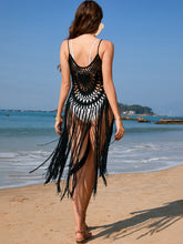 Load image into Gallery viewer, Fringe Openwork Spaghetti Strap Cover-Up
