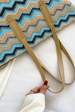 Load image into Gallery viewer, Chevron Straw Tote Bag
