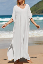 Load image into Gallery viewer, Slit V-Neck Half Sleeve Cover-Up
