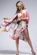 8753 All Over Lovely Rose Print Kimono ONE SIZE