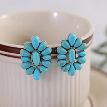 Load image into Gallery viewer, Flower Shape Artificial Turquoise Earrings
