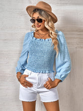 Load image into Gallery viewer, Swiss Dot Smocked Frill Trim Blouse
