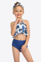 Load image into Gallery viewer, Botanical Print Crisscross Ruffled Two-Piece Swim Set
