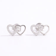 925 Sterling Silver Zircon Heart Earrings