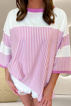Load image into Gallery viewer, Striped Round Neck Three-Quarter Sleeve T-Shirt
