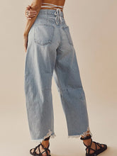 Load image into Gallery viewer, Raw Hem Wide Leg Jeans with Pockets
