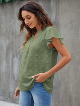 Load image into Gallery viewer, Swiss Dot Notched Cap Sleeve Blouse
