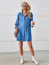 Load image into Gallery viewer, Button Up Flounce Sleeve Mini Denim Dress
