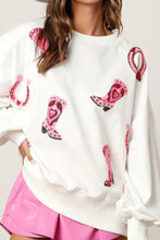 Load image into Gallery viewer, Sequin Printed Dropped Shoulder Sweatshirt
