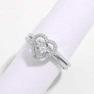 2 Piece Heart Shape Zircon 925 Sterling Silver Ring