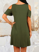 Load image into Gallery viewer, Round Neck Cold Shoulder Short Sleeve Dress

