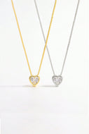 925 Sterling Silver Inlaid Zircon Heart Pendant Necklace