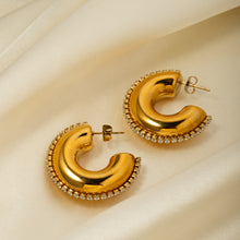 Load image into Gallery viewer, Zircon Stainless Steel C-Hoop Earrings
