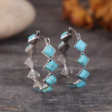 Load image into Gallery viewer, Turquoise Hoop Earrings
