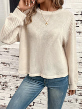 Load image into Gallery viewer, Waffle-Knit Round Neck Long Sleeve T-Shirt
