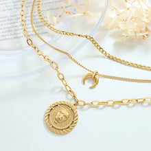 Load image into Gallery viewer, Coin Pendant Triple-Layered Chain Necklace
