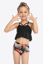 Load image into Gallery viewer, Botanical Print Crisscross Ruffled Two-Piece Swim Set
