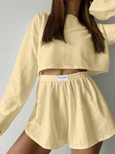 Load image into Gallery viewer, Eyelet Round Neck Top and Shorts Set
