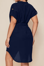 Load image into Gallery viewer, Plus Size Notched Tie Waist Mini Dress
