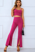 Load image into Gallery viewer, Sweetheart Neck Sports Cami and Slit Ankle Flare Pants Set
