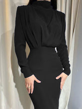 Load image into Gallery viewer, Ruched Turtleneck Long Sleeve Dress
