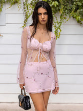 Load image into Gallery viewer, Sweetheart Neck Tie Front Top and Skirt Set
