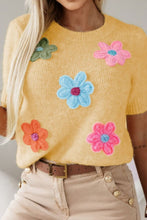 Load image into Gallery viewer, Flower Round Neck Short Sleeve Sweater
