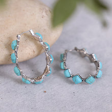 Load image into Gallery viewer, Turquoise Hoop Earrings
