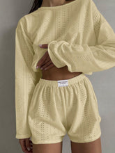 Load image into Gallery viewer, Eyelet Round Neck Top and Shorts Set
