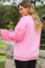 Load image into Gallery viewer, Plus Size Sequin Round Neck Dropped Shoulder Sweatshirt
