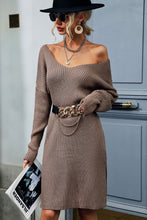 Load image into Gallery viewer, Woven Right Rib-Knit V-Neck Sweater Dress
