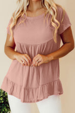 Load image into Gallery viewer, Ruffled Round Neck Short Sleeve Blouse
