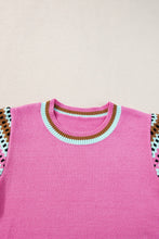 Load image into Gallery viewer, Contrast Round Neck Short Sleeve Knit Top
