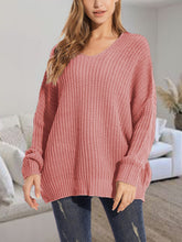 Load image into Gallery viewer, V-Neck Batwing Dropped Shoulder Sweater
