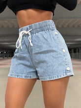 Load image into Gallery viewer, Drawstring High Waist Denim Shorts
