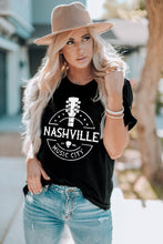 Load image into Gallery viewer, Western NASHVILLE MUSIC CITY Cuffed Graphic Tee Shirt
