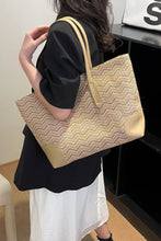 Load image into Gallery viewer, Chevron Straw Tote Bag
