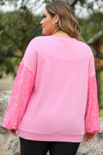 Load image into Gallery viewer, Plus Size Sequin Round Neck Dropped Shoulder Sweatshirt
