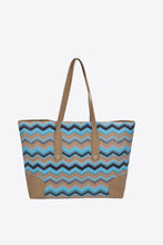 Load image into Gallery viewer, Chevron Straw Tote Bag
