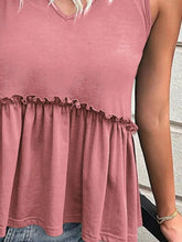 Load image into Gallery viewer, Frill V-Neck Peplum Tank
