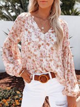 Load image into Gallery viewer, Floral Notched Balloon Sleeve Blouse
