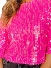 Load image into Gallery viewer, Sequin Round Neck Half Sleeve Blouse
